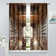 thumbnail image 4 of Bookshelf Curtains, Vintage Library with Books Window Treatments for Kids Bedroom, Wooden Wooden Antique Bookcase Drapes 2 Panel Sets,42x54 Inch, Style-2, 4 of 6