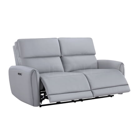 JERFIT Modern 2-Seater Power Recliner Sofa with USB Charger, Faux Leather, Gray