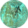 thumbnail image 1 of Ahgly Company Machine Washable Indoor Round Animal Turquoise Blue Traditional Area Rugs, 8' Round, 1 of 4