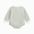 thumbnail image 3 of KPOPLK Newborn Baby Girl Romper Bubble Long Sleeve Little Bean Bodysuit Ovesized Sweatshirt Infant Casual Shirts Top Size 3-6 Months,Green, 3 of 9