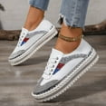 thumbnail image 6 of Mepaouo Fashion Sneakers for Women Rhinestone Flat Platform Canvas Walking Casual Shoes(White,9.5), 6 of 8