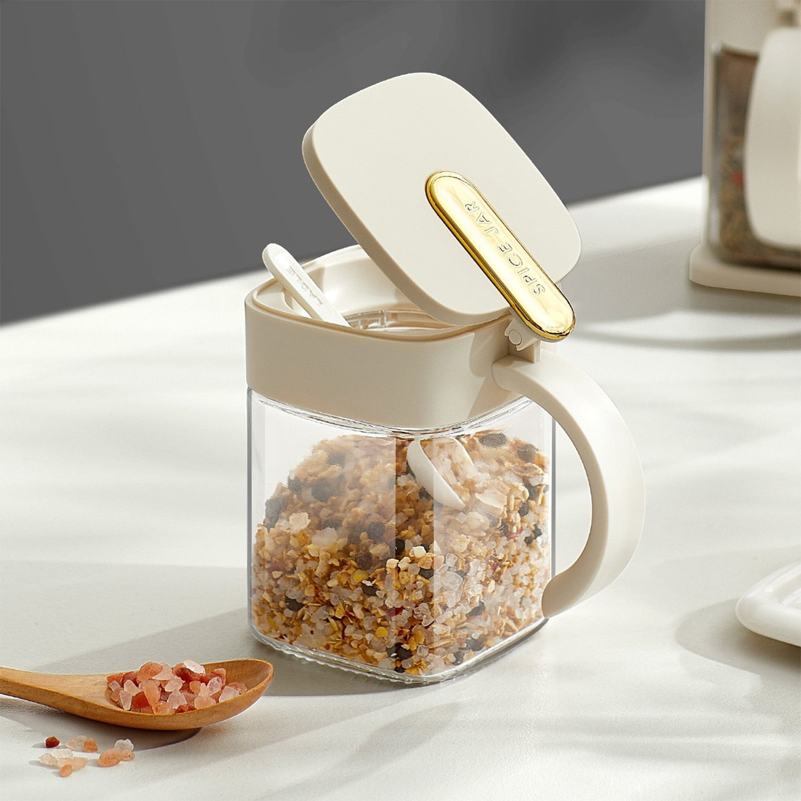 Glass Spice Jars Kitchen Organizer with 16 Spice Bottles and Labels, Airtight & Leak-proof for Freshness, Perfect for Pantry, Countertop, and Spice Rack Organization, Ihhxbs