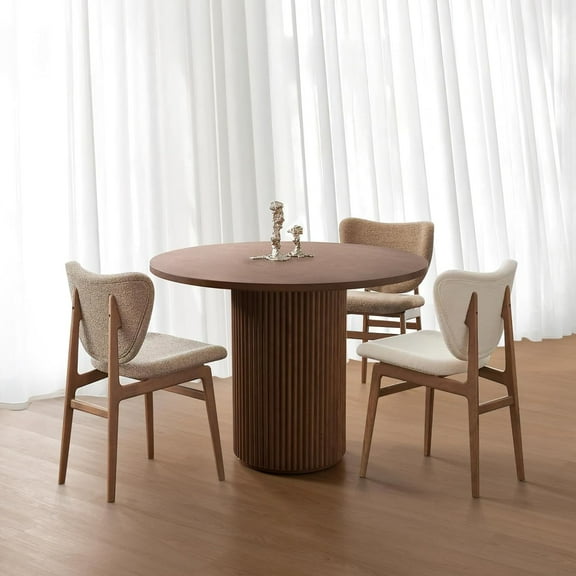 KithKasa Round Wood Dining Table Modern Pedestal Kitchen Table Walnut, 35''L x 35''W x 29.9''H(Only Table)