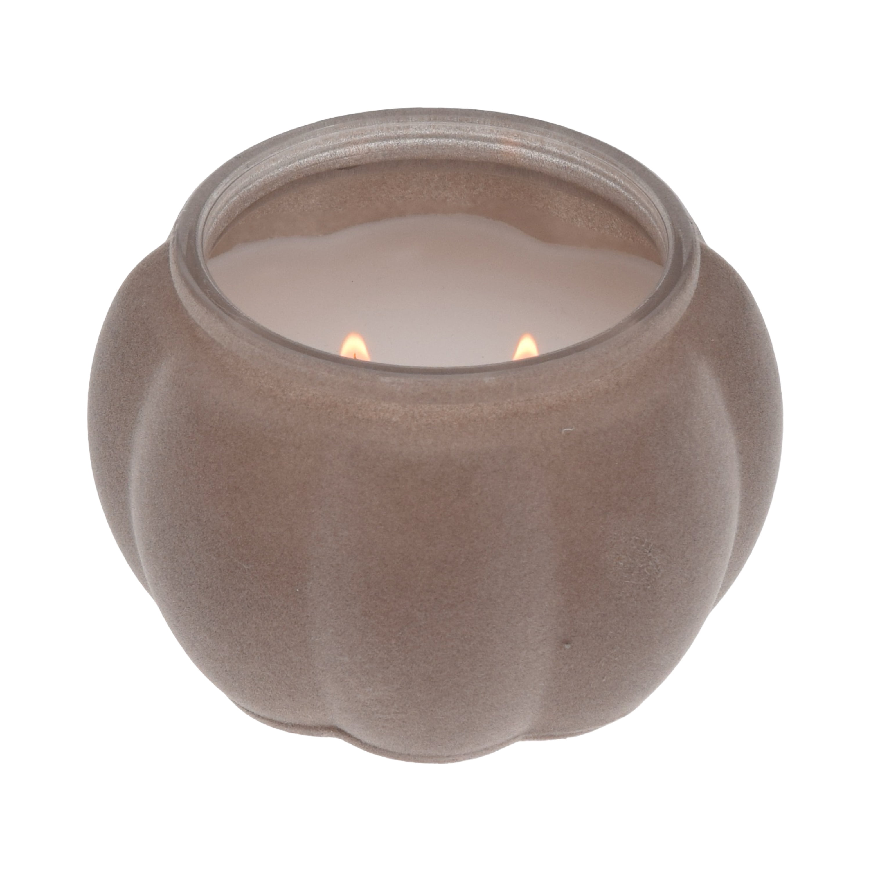 Better Homes & Gardens Pumpkin Snickerdoodle Swirl Scented 2-Wick 10oz (284.3 g) Medium Flocked Pumpkin Jar Candle