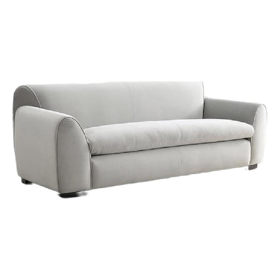 Sero Sofa- Padded Bench Style Seat- Modern Light Gray Velvet 89 Inch