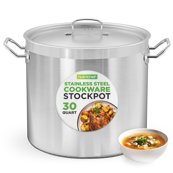 Stockpot Nutrichef de acero inoxidable de 30 litros con tapa y base de inducción