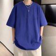 thumbnail image 1 of Camisa de manga corta con cuello redondo y color sólido, camisetas de verano para hombre con cuello redondo y manga corta, camiseta de manga corta con cuello redondo, resistente y resistente, 1 of 12