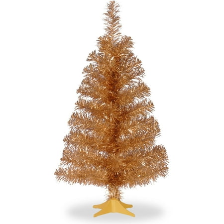 3ft National Christmas Tree Company Champagne Tinsel Artificial Pencil Christmas Tree