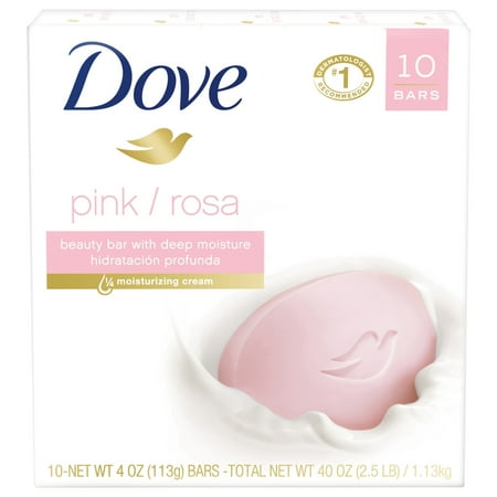 Dove Pink Pink Beauty Bar, More Moisturizing than Bar Soap, 4 oz, 10 Bar
