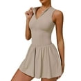 thumbnail image 2 of PULLIMORE Women's Athletic Tank Dress with Built-In Bra - Moisture-Wicking Golf/Tennis Dress(Khaki), 2 of 7