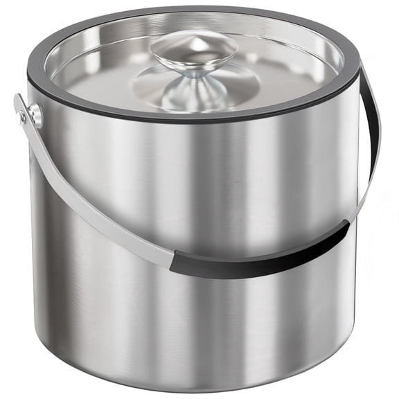3.2L Double Wall Stainless Steel Ice Bucket with Lid,Scoop, Updated Insulated Ice Bucket for Cocktail Bar and Parties