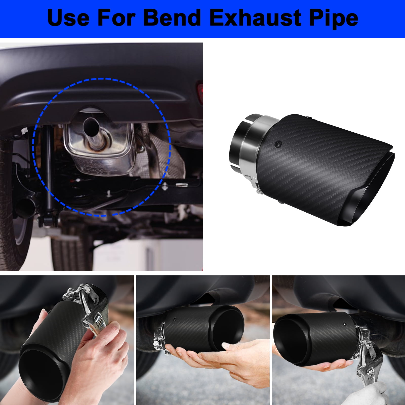 Carbon Fiber Muffler End Tip Carbon Fiber Car Exhaust Pipe Glossy Black