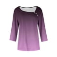 thumbnail image 6 of Jsaierl Tops for Women 3/4 Sleeve Plus Size Button Up Crew Neck Shirts Dressy Gradient Petite Blouses Workout Dressy Tunic Top S-3XL, 6 of 6