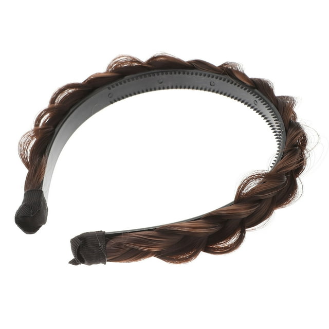 Minkissy Dark Brown Braid Headband with Natural Design ABS Fiber Comfortable Hair Decoration for Daily Use