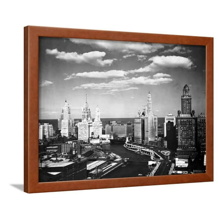 Chicago Skyline from Wacker Drive Framed Print Wall