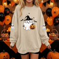 thumbnail image 3 of DJDLJWCJ Girls Halloween Fleece Sweatshirt Long Sleeve Crew Neck Oversized Graphic Pullover Kids Fall Casual Halloween Sweatshirts Khaki Size 3T, 3 of 7