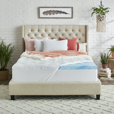 nue by Novaform Pillow Top & Gel Memory Foam Mattress Topper, King, 3-inch, Plush Comfort