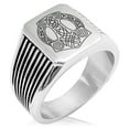thumbnail image 1 of Stainless Steel Majesty Thor's Hammer Mjolnir Viking Needle Stripe Pattern Biker Style Polished Ring, 1 of 1