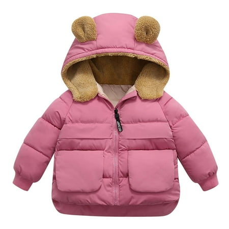 

Kids Jackets for Girls Boys Autumn Winter Baby Girls Boys Down Cotton Thick Hooded Coat Warm Jacket