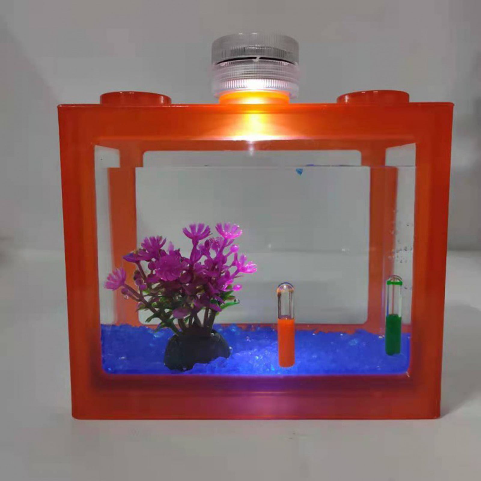 LA TALUS Fish Tank Creative 6 Ventilation Holes Stackable Living Room  Desktop Mini Aquarium Pet Box Home Decor Green One Size 