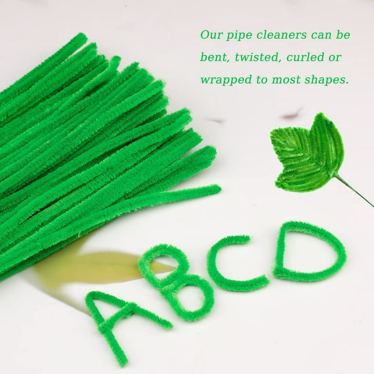 100 Pieces Pipe Cleaners Chenille Stem Solid Color Pipe Cleaners Bulk for  Halloween、Christmas DIY Craft Supplies Thick Dark Green Pipe Cleaners