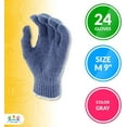 thumbnail image 3 of Men's Blue Gray Knit Work Gloves Washable Cotton Polyester with Elastic Knit Wrist 24 Pack, 3 of 9