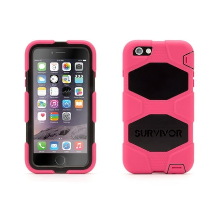 Pink/Black Survivor All-Terrain Case + Belt Clip for iPhone 6 Plus/6s Plus - Mil-spec tested, real-world proven protection