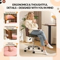 thumbnail image 2 of Ktaxon Office Computer Desk Chair with Rolling Wheels, Vanity Stool with Faux Leather Seat, Adjustable Task Chair for Study Make-up Dressing Pink, 2 of 9