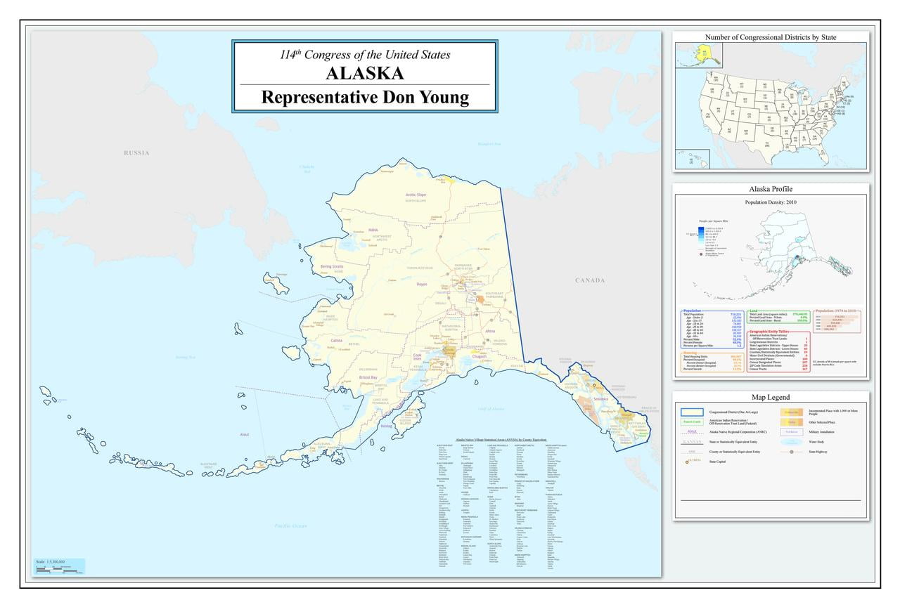 Alaska Congressional District Map (114th Congress) 12 Inch By 18 Inch