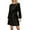Black, variant on Women's Velvet Round Neck Tie Waist Long Sleeve Mini Dress 95% polyester 5% elastane Everyday chic and evenings