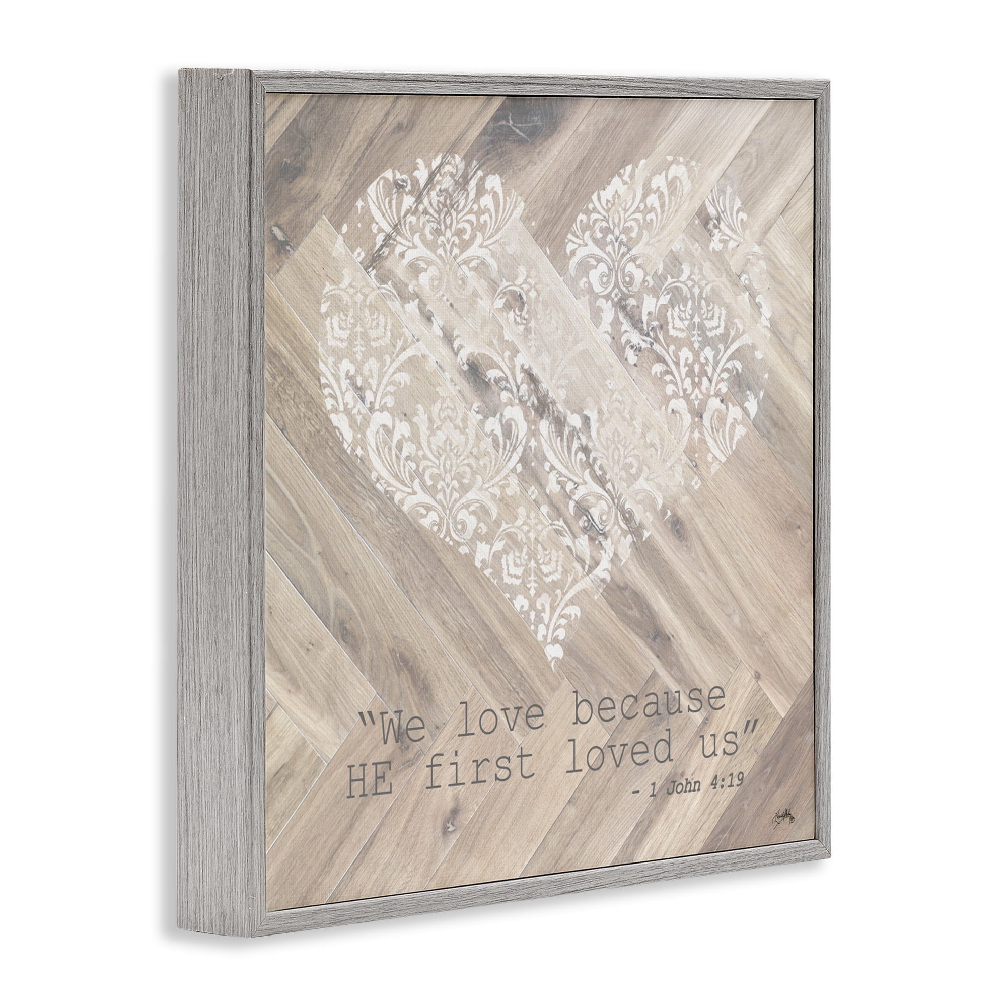 Stupell Industries He Loved Us First Gray Framed Giclee Art, design by Elizabeth Medley