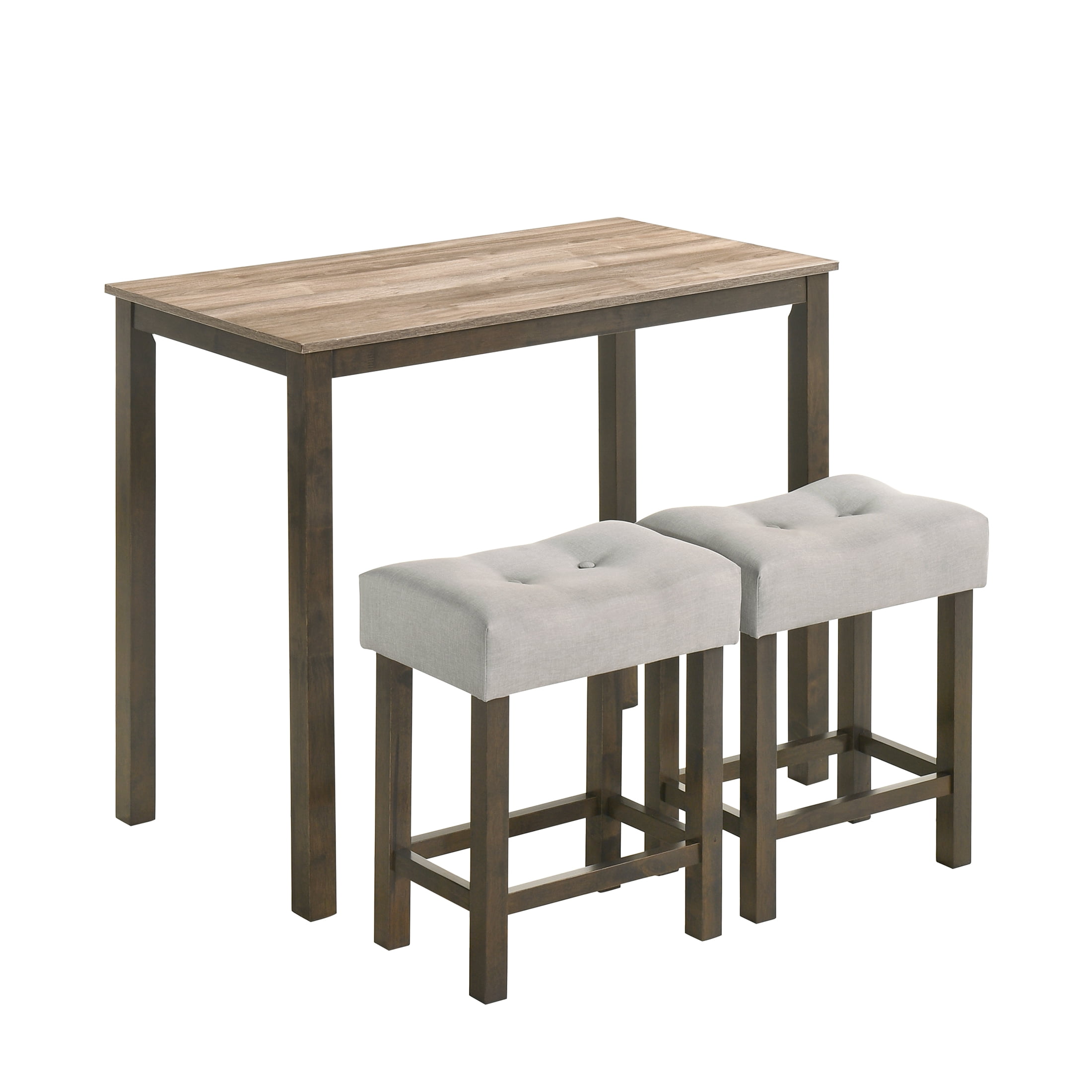 Castle Place Classic Wood Counter Height 3-Piece Dining Table Set, Dark Grey