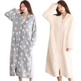 thumbnail image 6 of Fleece Robe Warm Bathrobe Zipper Nightgown Women Loose Pajamas Long Sleeve Sleepwear with Pockets Autumn Winter Home Service, 6 of 8
