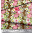 thumbnail image 2 of Soimoi Brown Rayon Fabric Leaves & Tropical Floral Watercolor Print Fabric by The Yard 42 Inch Wide, 2 of 3