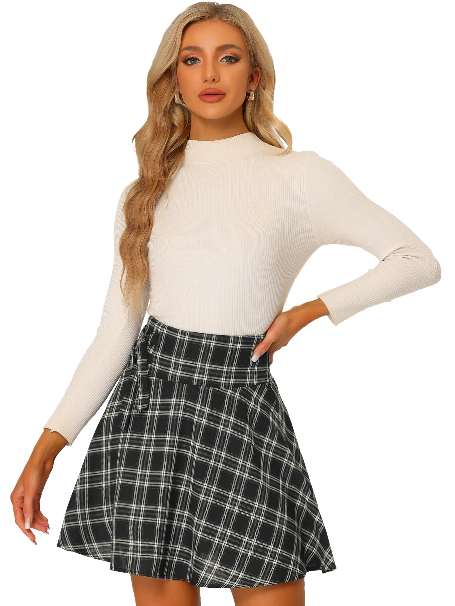 Moda Juvenil Falda Short Cuadros Mini Falda Roja De Tweed A