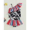 thumbnail image 2 of Coduop Toddler Girls Two Piece Swimsuits Cow Print Ruffle Bikini Set Beachwear Summer Bathing Suits, 2 of 8