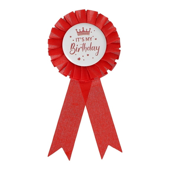 Uxcell 6" x 3" Birthday Ribbon, It's My Birthday Pin Badge Brooch for Party Decoration, White/Dark Red