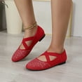 thumbnail image 5 of WZX Ballets Flats for Women Dressy Comfortable Soft Knit Work Flats Glitter Rhinestone Round Toe Casual Shoes Red Size 6.5, 5 of 8