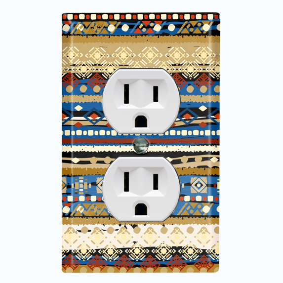 Metal Light Switch Plate Cover Ethnic Aztec Tribal Art Pattern Green SFR054