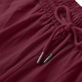 thumbnail image 4 of Iugvhana Womens Casual Cotton Linen Shorts Elastic Waist Drawstring Relaxed Fit Shorts Straight Leg Breathable Summer Lounge Shorts with Pocket Wine M, 4 of 9