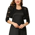 thumbnail image 1 of INSPIRE CHIC Women's Elegant Ruffle Collar Front 3/4 Sleeve Lace Shrug Top M Black, 1 of 7