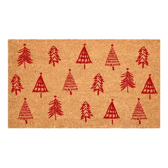 Red Christmas Tree Farm Doormat 24" x 36"
