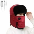 thumbnail image 3 of CEHVOM Women's USB Heating Solid Keep Warm Hat Autumn Winter Plush Mask, 3 of 8