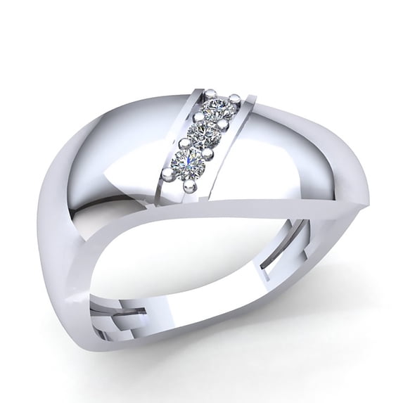 1carat Round Cut Diamond Mens 3-stone Anniversary Wedding Band Solid 14K Rose, White or Yellow Gold IJ SI2