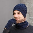 thumbnail image 3 of 3 Pieces Winter Warm Hat Scarf Glove Set Knit Thick Beanie Scarves Cap for Men, 3 of 9