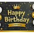 thumbnail image 3 of Glamorous Black Gold Happy Birthday Banner with Crown Balloons and Sparkles Backdrop Party Decoration for Birthday Parties Photography Props and Celebrations, 3 of 7