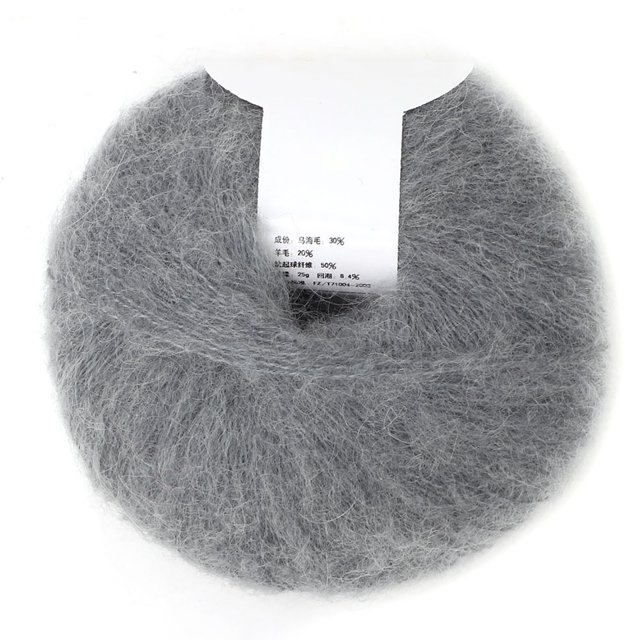 Lana Larga Hilo, Popular Suave Mohair Pashm Knit, Angora Lana Larga Hilo Caliente con un Crochet para Tejer Bufandas Chales Suéteres Sombrero(03)