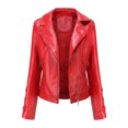 thumbnail image 2 of 2024 Chaqueta de cuero tejida de moda de primavera y otoño Chaqueta de imitación de PU Chaqueta delgada corta de motocicleta delgada para mujer Chaqueta de motocicleta S, 2 of 3