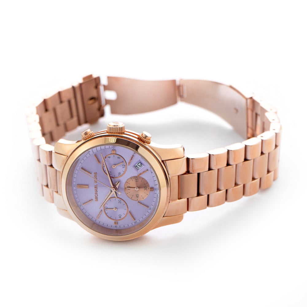 Michael Kors Rose Gold Runway Watch Lavender Dial Michael Kors Slim Runway Purple Dial Rose Gold Steel Strap  main image 2