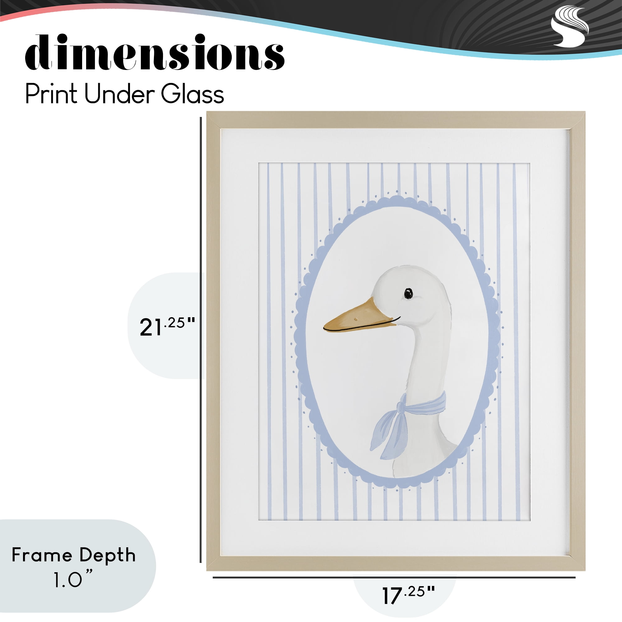 Stupell Industries Dainty Bordered Duck Birch Framed Print Under Glass, design by Cherrywood Lane